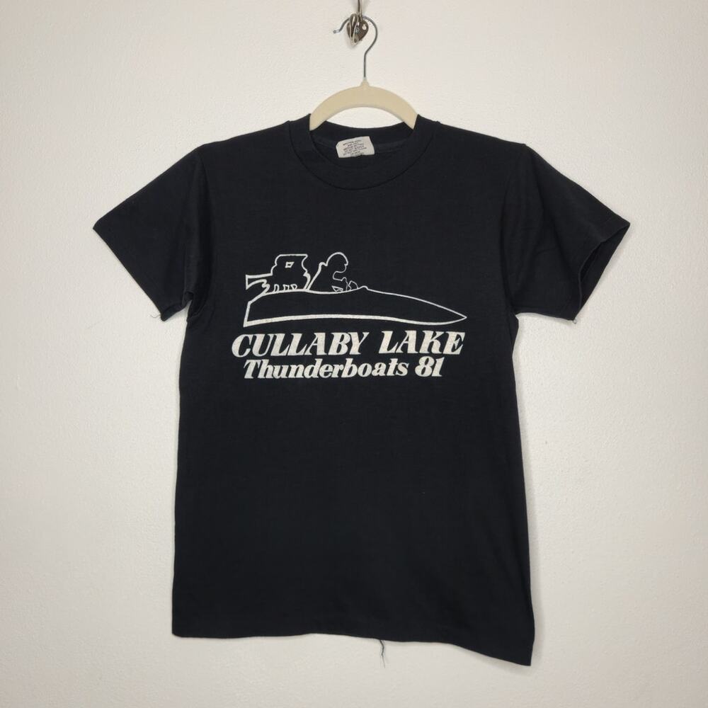Vintage 70s 80s Hanes Small Blitz Weinhard Beer Cullaby Lake Boat Racing Shirt